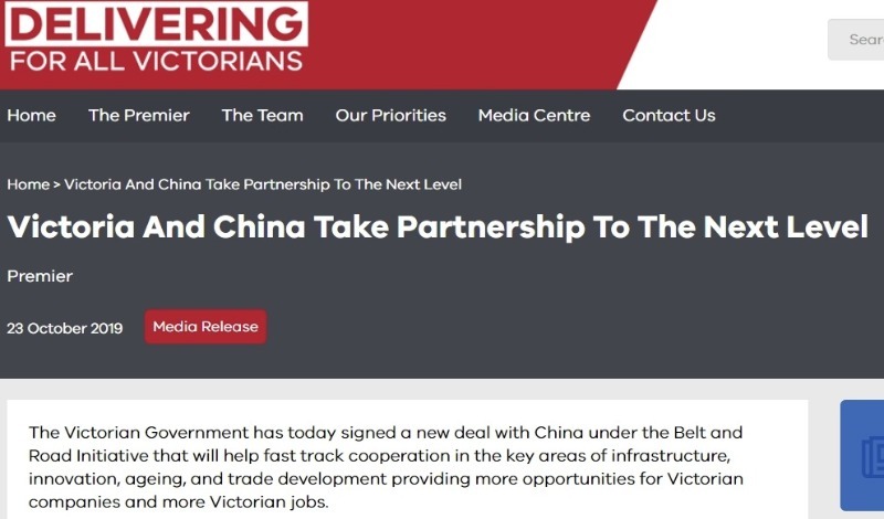 【中国那些事儿】澳大利亚维州签署“一带一路”协议：中国不是客户 而是我们的好朋友
