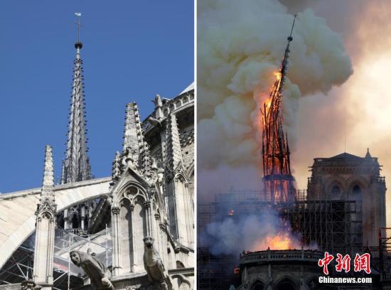 痛心！巴黎圣母院大火后又一百年教堂被烧断塔尖