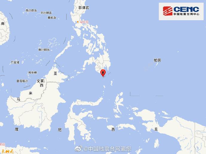 菲律宾棉兰老岛附近海域发生6.1级地震 震源深度10千米