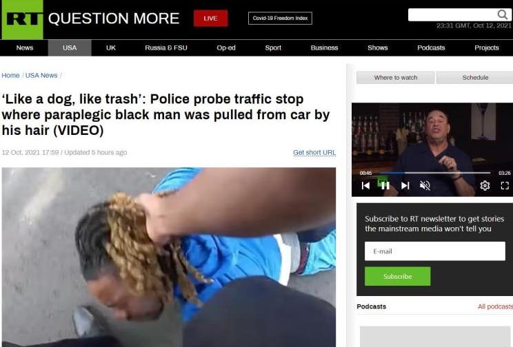 “我被像狗一样拖着”！12分钟视频，黑人截瘫男子被美国警察拽头发从车中拖出