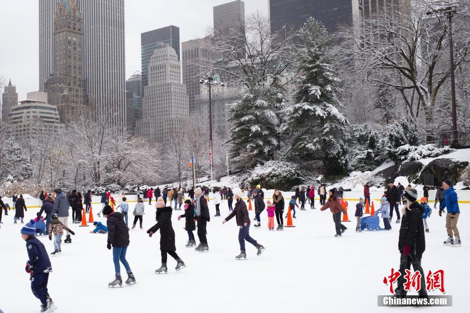 雪后纽约中央公园宛若童话世界
