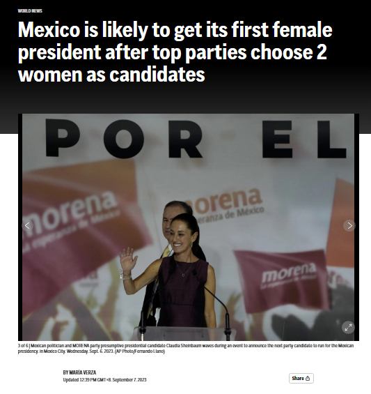 又一名女人提名人确认！墨西哥或将迎来首位女总统？