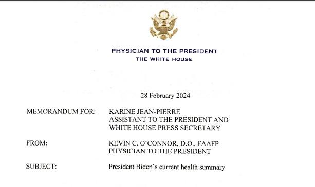 白宫发布拜登体检结果：健康强健 适合履职总统