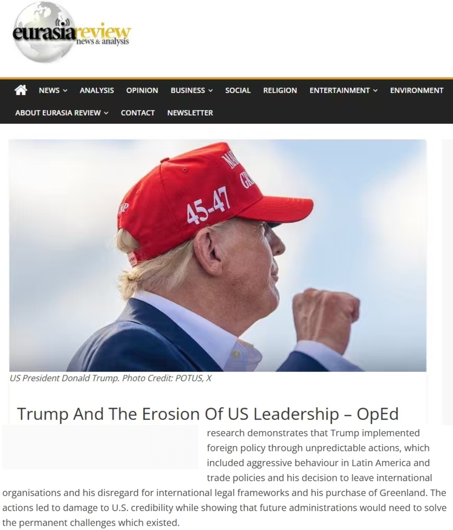 全球媒体聚焦 | 美媒:美国外交政策显示出其领导力的不断衰落