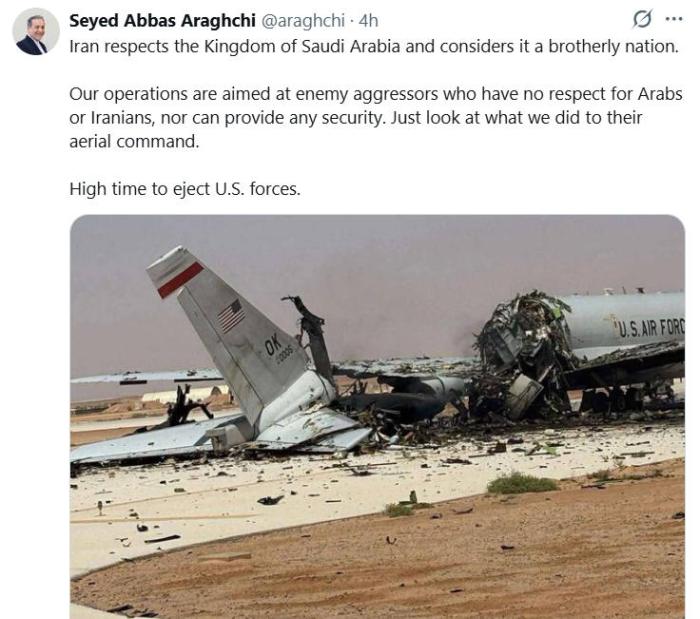 伊朗外长：军事行动针对的是敌对侵略者，是时候驱逐美军