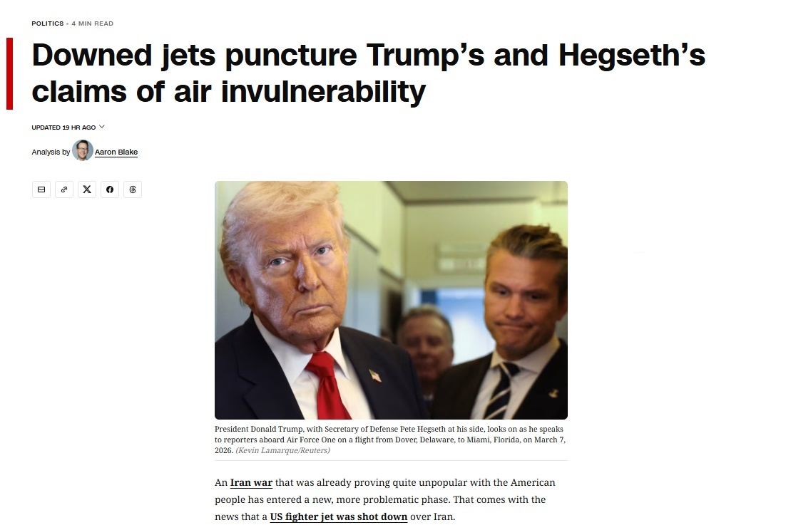 全球媒体聚焦 | 美媒:战机被击落事件彻底戳破了美国政府的虚假军事神话