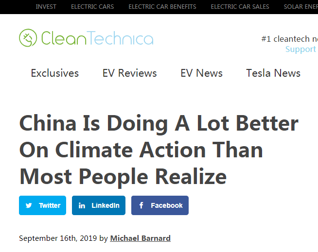 美媒：应对气候变暖，中国的努力给其他国家以启发