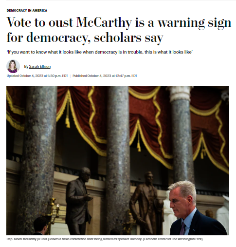 【透视】美国学者：麦卡锡被罢免就是美国民主陷入困境的真实写照！