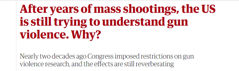 美国大规模枪击案此起彼落 英媒惊问：美国为何还在试图“理解”枪暴？