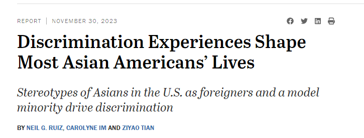 种族歧视严重！皮尤调查：近8成亚裔称即使生于美国仍被视为外国人