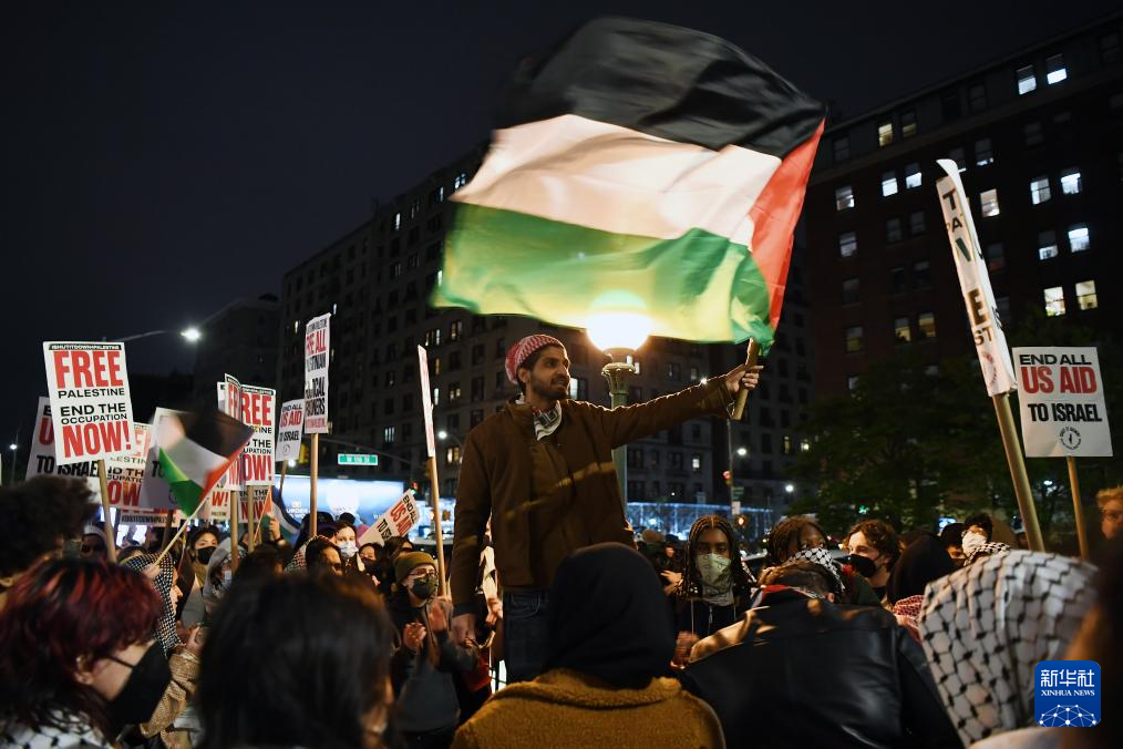 美国哥伦比亚大学反战示威 呼吁加沙停火