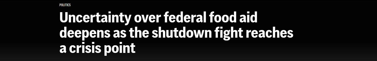 全球媒体聚焦︱美媒：政府关门超一个月 食品救济不确定性增加