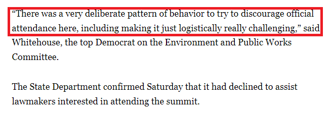 美媒:美国政府阻挠官员参加COP30