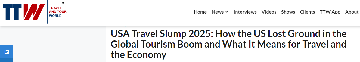 【世界说】外媒:关税、驱逐与威胁——美国政策自伤旅游业,还波及他国旅游市场