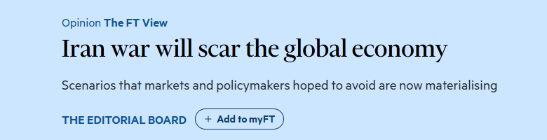 全球媒体聚焦︱英媒:美以对伊战争正给全球经济留下创伤