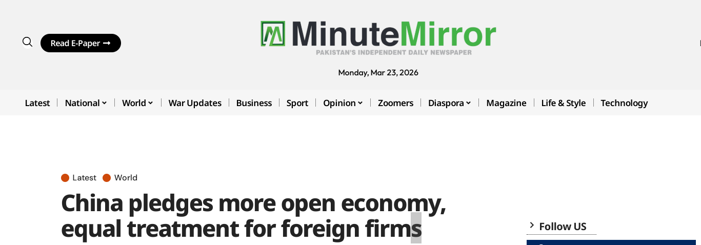 球媒体聚焦 | 外媒:美国卷入冲突背景下 中国释放稳定与开放信号