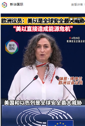 欧洲议员：美国和以色列是全球安全最大威胁