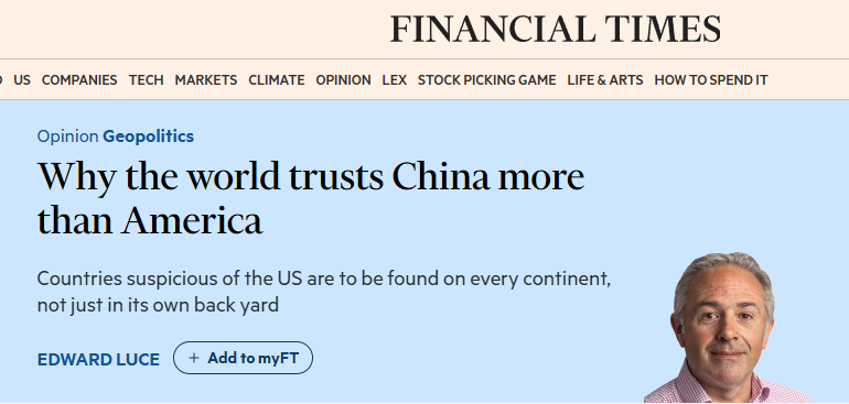 全球媒体聚焦 | “为什么世界更信任中国 而非美国” 全球媒体聚焦 | “为什么世界更信任中国 而非美国”